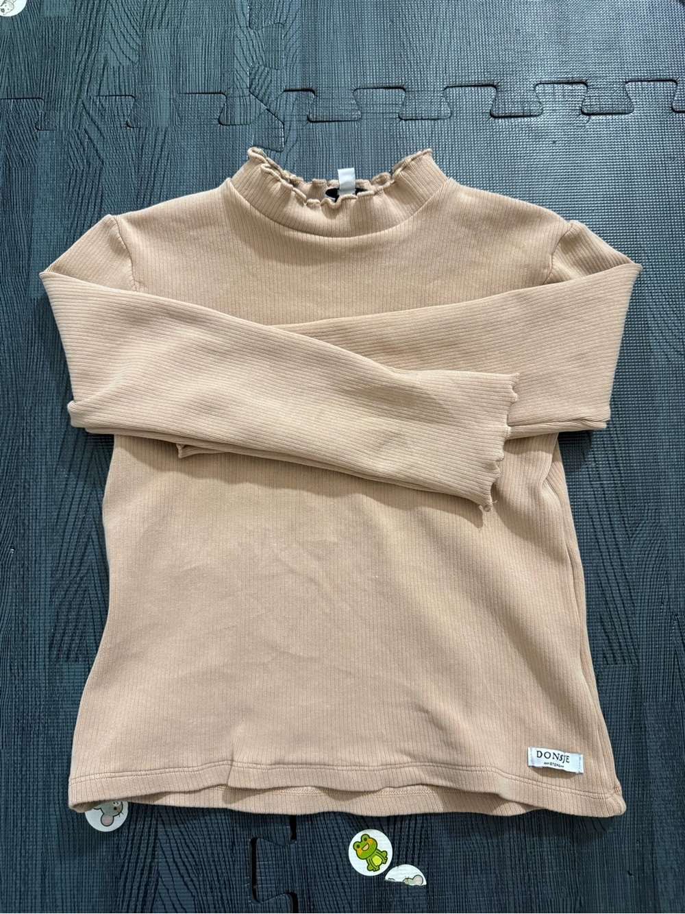 DONSJE girl pink ribbed turtleneck long sleeve top